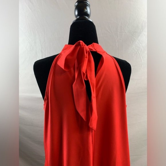 Red Layered Hem Halter Neck Dress - Picture 9 of 9